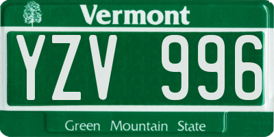 VT license plate YZV996
