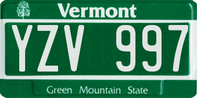 VT license plate YZV997