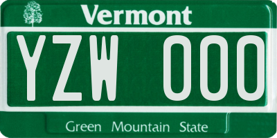 VT license plate YZW000