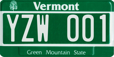 VT license plate YZW001