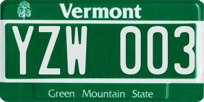 VT license plate YZW003