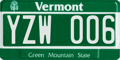 VT license plate YZW006
