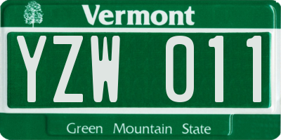 VT license plate YZW011