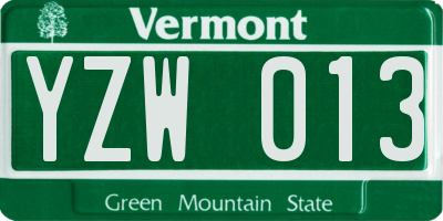VT license plate YZW013