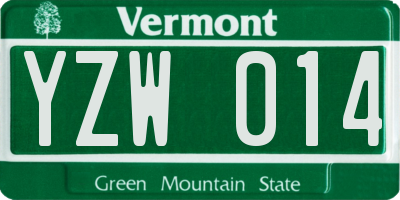 VT license plate YZW014