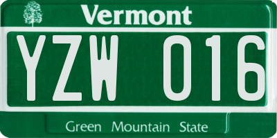 VT license plate YZW016
