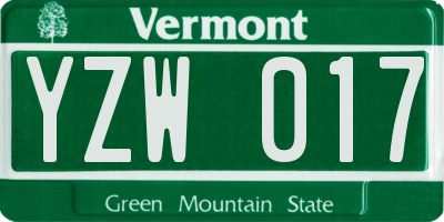 VT license plate YZW017