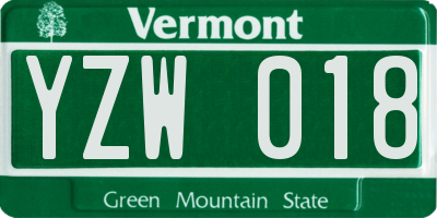 VT license plate YZW018