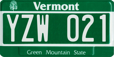 VT license plate YZW021