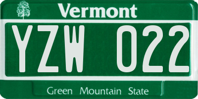 VT license plate YZW022