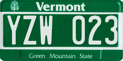 VT license plate YZW023