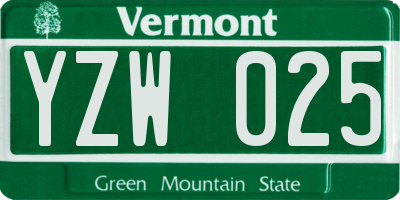 VT license plate YZW025