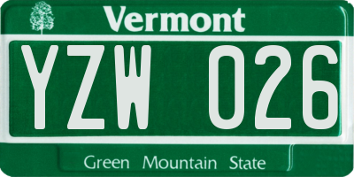 VT license plate YZW026
