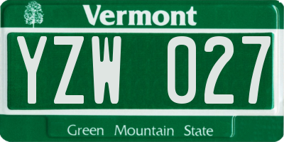 VT license plate YZW027