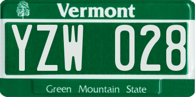 VT license plate YZW028