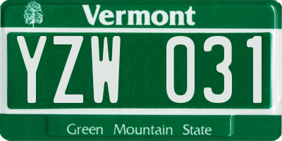 VT license plate YZW031