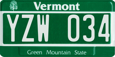 VT license plate YZW034