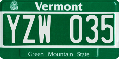 VT license plate YZW035