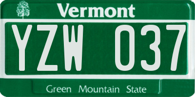VT license plate YZW037