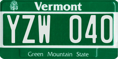 VT license plate YZW040