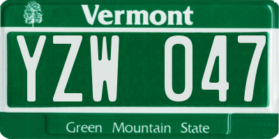 VT license plate YZW047