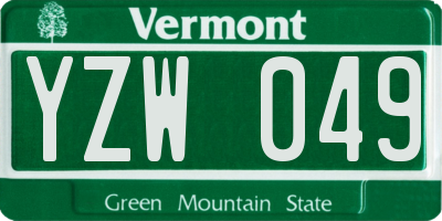 VT license plate YZW049