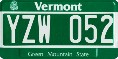 VT license plate YZW052