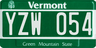 VT license plate YZW054