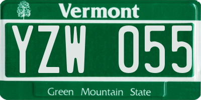 VT license plate YZW055