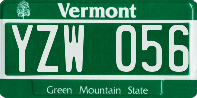VT license plate YZW056