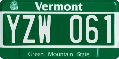 VT license plate YZW061