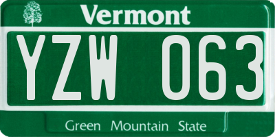 VT license plate YZW063