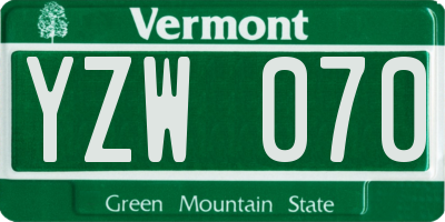 VT license plate YZW070
