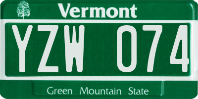 VT license plate YZW074