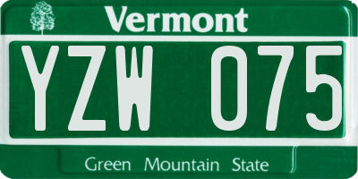 VT license plate YZW075