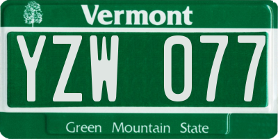 VT license plate YZW077