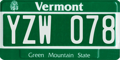 VT license plate YZW078
