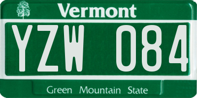 VT license plate YZW084