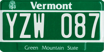 VT license plate YZW087