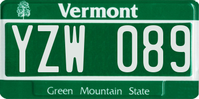 VT license plate YZW089