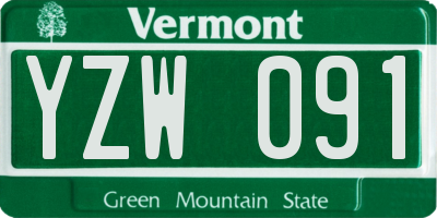VT license plate YZW091