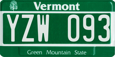 VT license plate YZW093