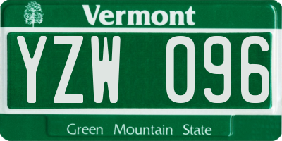 VT license plate YZW096