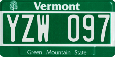VT license plate YZW097