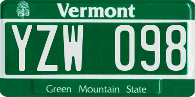 VT license plate YZW098
