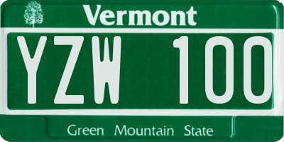 VT license plate YZW100