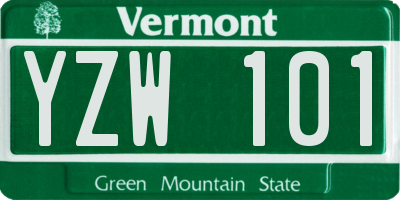 VT license plate YZW101