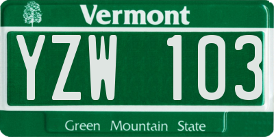 VT license plate YZW103