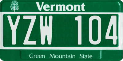 VT license plate YZW104