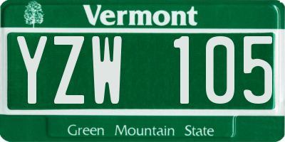 VT license plate YZW105